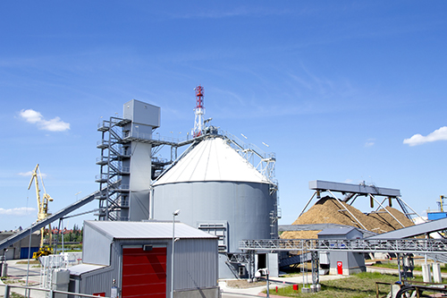 Außenansicht eines Biomassekraftwerkes